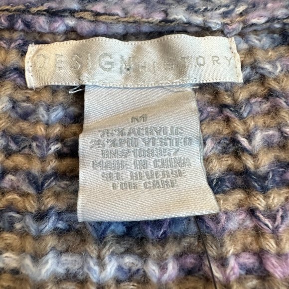 Design History Cardigan Sweater Chunky Marled V-Neck Cropped MEDIUM #M8043X NWT - Picture 2 of 12